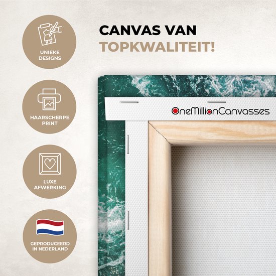 Canvas schilderij 80x60 cm - Wanddecoratie Oceaan - Water - Zee - Luxe - Groen - Turquoise - Muurdecoratie woonkamer - Slaapkamer decoratie - Kamer accessoires - Schilderijen op canvas