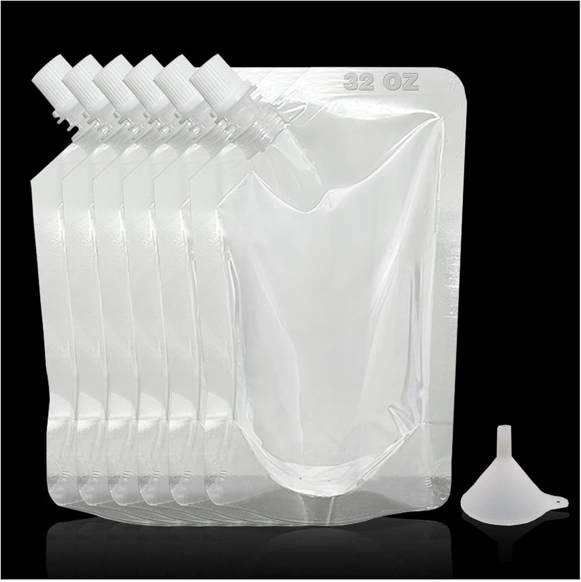 Image of 6PCS Drink Flasks - Reusable Beverage Bottles - Concealable Juice Liquor Pouch with Funnel (32 oz)