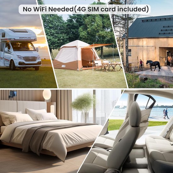 Mini-bewakingscamera 4G met Nachtzicht en Radar Bewegingsdetectie voor Binnen en Buiten van Merkloos — afbeelding 5