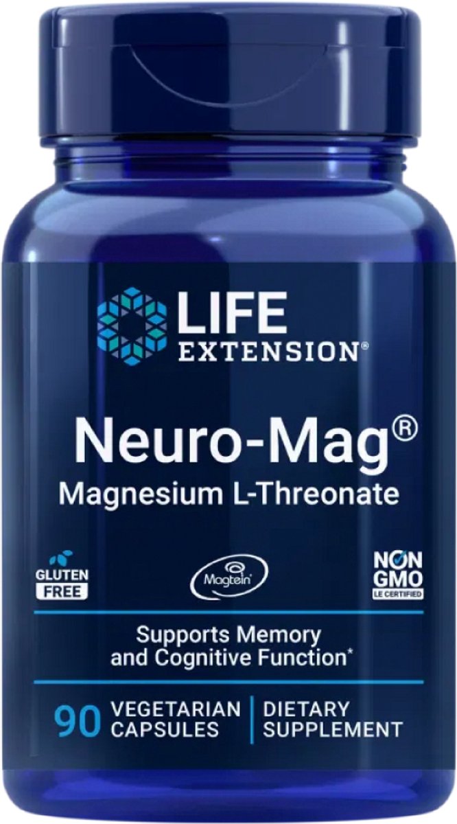 Life Extension - Neuro-Mag® Magnesium L-Threonaat / L-Threonate - Magtein® - 667 mg - 90 Vegan Capsules - Voedingssupplementen