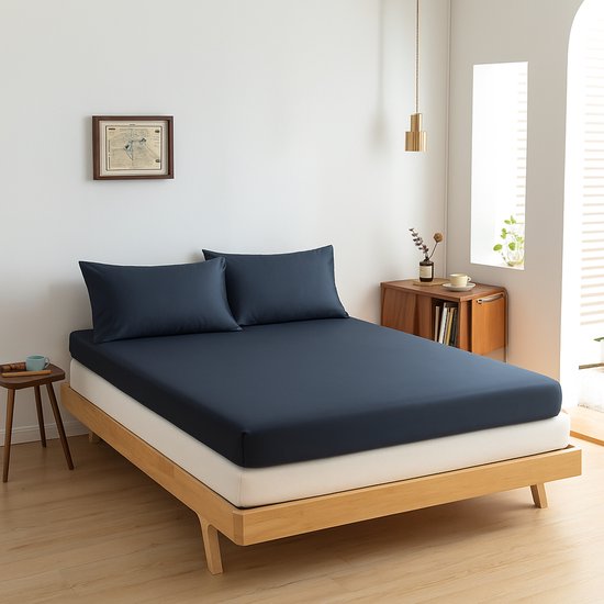 Boomba Bamboo Premium Hoeslaken pour surmatelas 200x220 400TC bleu