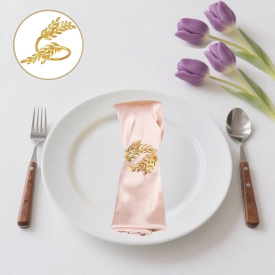 Gouden servetringen, set van 12 - Gouden Blad Servetringen Eettafel Decor Gouden Servetringen Bruiloft Tafel Decoraties - Theekransje Decor Gouden Servetringen Metalen Servethouder Pasen Servetten