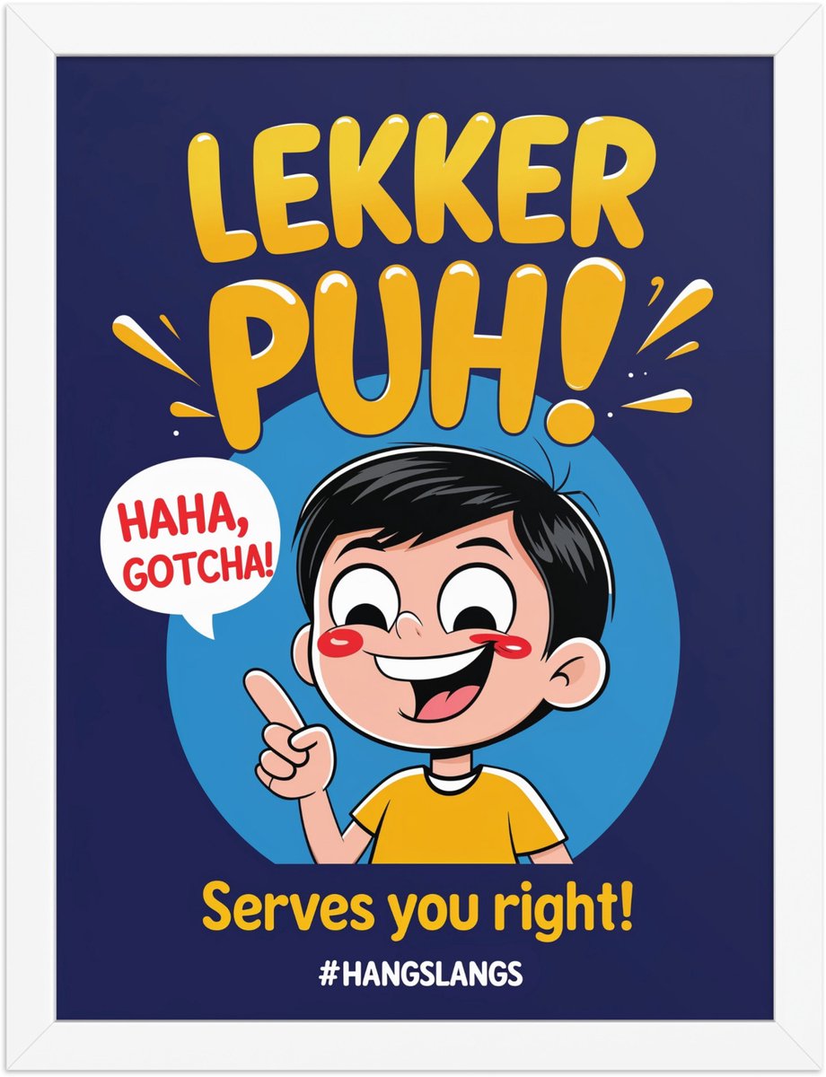 Funny Dutch Slang Poster “Lekker Puh!” – Humoristische Wanddecoratie – 30×40 cm – Cadeau & Home Decor