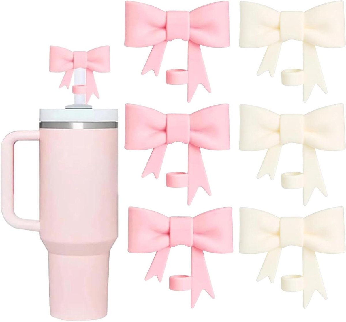 Image of 6 stuks roze striklinershoezen - 10 mm siliconen toppers, herbruikbare klassieke accessoires in roze en beige - Set van 6 stuks