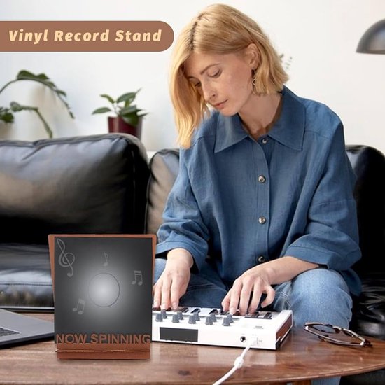 Ammonite Verlichten nu Playing vinyl platen standaard, plaatstandaard, houten acrylhouder voor en opslag met warm witte kleuren lichten led-display opslag verzamelhouder