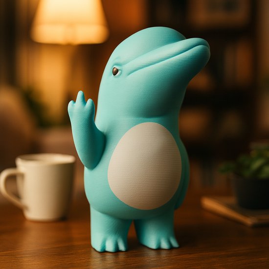 Foto: Animalsattitude grote dolfijn figurine met middelvinger 3d geprint pla beeldje collector s miniature gift