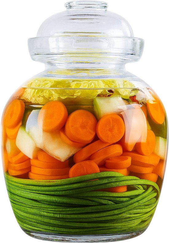 Dutchers® Fermentatiepot - 2500ml - Fermenteren - Zuurkoolpot - Kimchipot - Fermentatie - Met waterslot - Glas - Glazen fermentatie pot - Kefir - Kimchi - Fermentation - Weckpot - Inmaakpot
