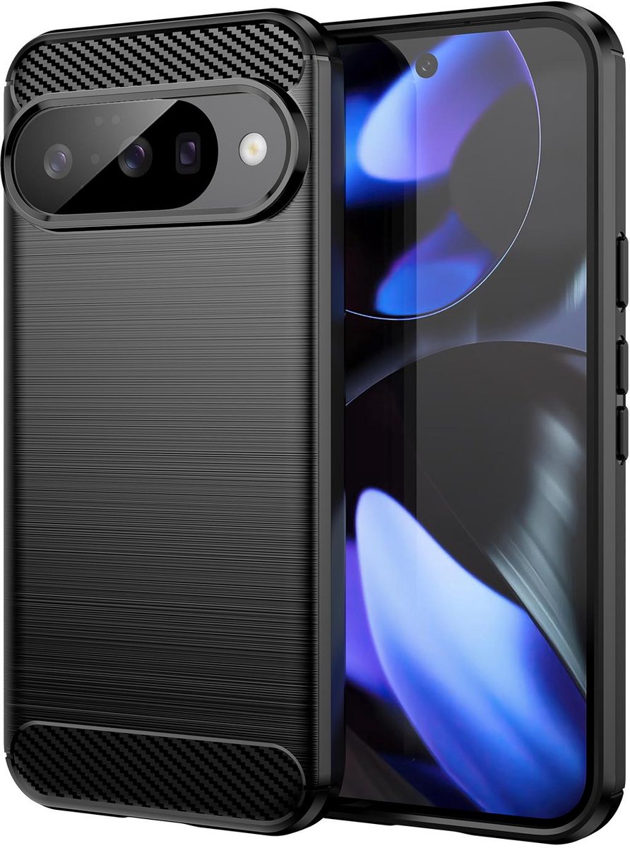 Hoesje geschikt voor Google Pixel 10 / 10 Pro - Phonesta Carbon Silicone Back Cover - Zwart