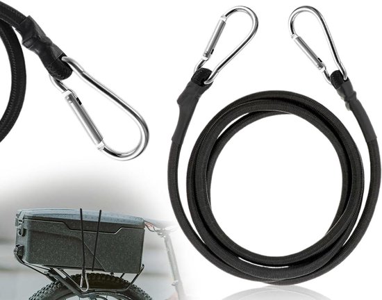 Spanrubber met karabijnhaak voor bagagespanning - 100 cm zwart | bol