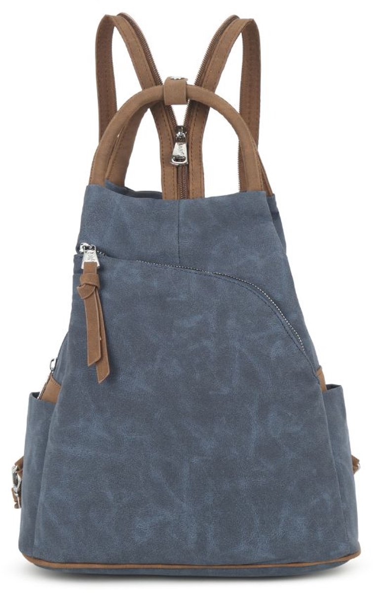 Dames Rugtas Blauw - Rugzak met Handvat - Veel Vakken - Stijlvol, Praktisch en Modern