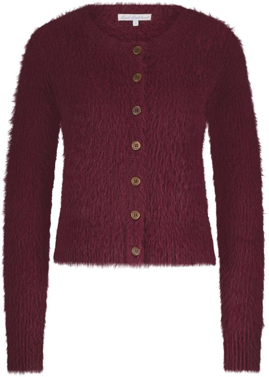 Red Button Vest Cardigan Fuzzy Srb4643 Ruby Dames Maat - L