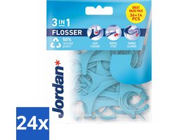 Jordan 24 x Flosser 3-in-1 50 per verpakking - 3-in-1 Flosser - Tandenstoker - Flosdraad - Tongschraper - Mondhygiëne - 50 stuks