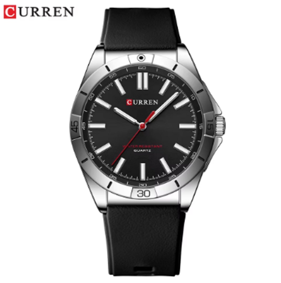 CURREN Horloge 8449 - Zilverkleurig-Zwart - Heren - Quartz - Ronde Kast - Siliconen Band - Lichtgevend - Outdoor Sporthorloge - Waterbestendig