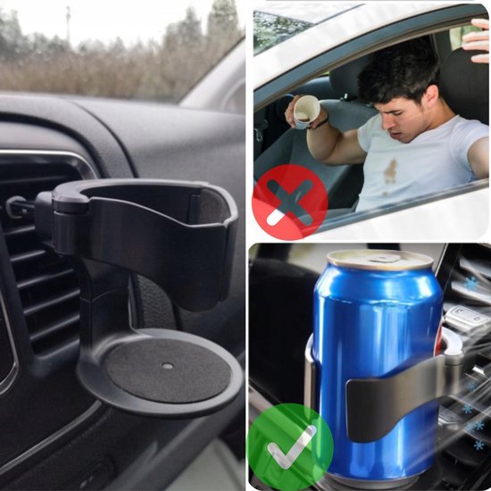 AROMUJOY Bekerhouder auto, 2 stuks, flessenhouder, blikhouder, zelfklevend, bekerhouder auto, verstelbaar, universeel, 70 mm diameter, bekerhouder voor koffiebekers en drankblikjes, zwart