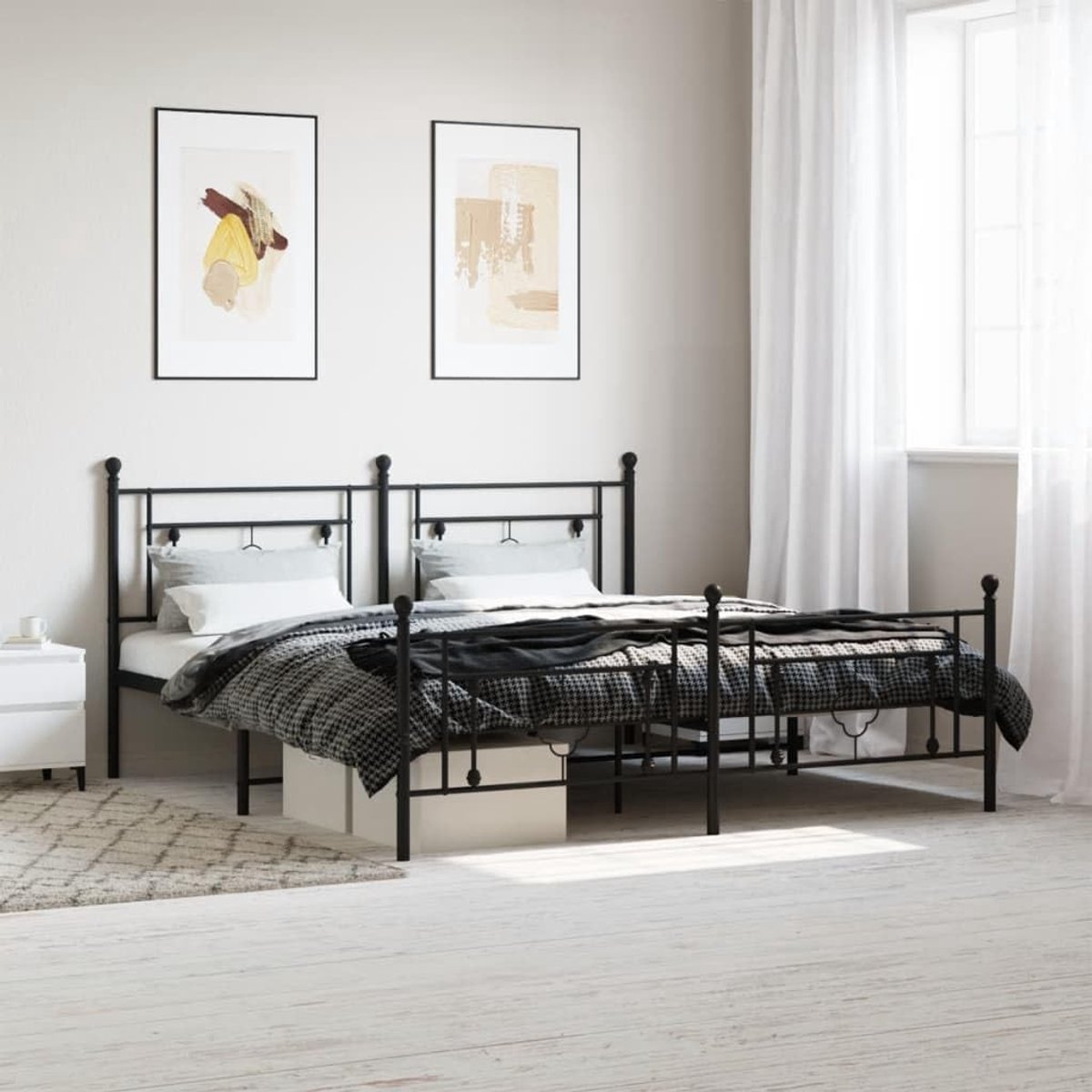 Tweepersoons Bedframe met Hoofd- en Voeteneinde - Metalen Bed voor Slaapkamer