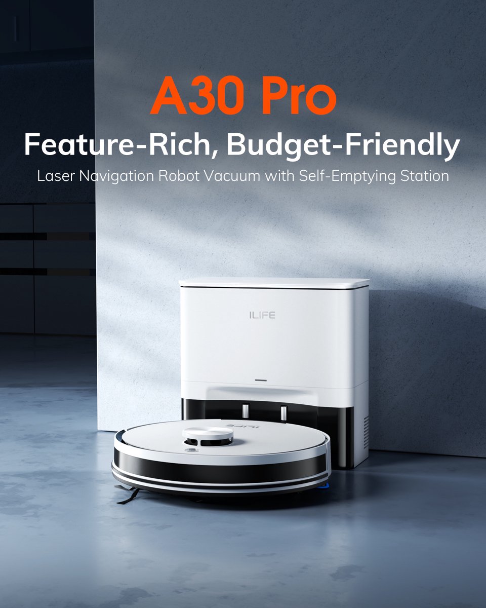 Afbeelding 3 van ILIFE A30 Pro – Slimme Robotstofzuiger met Dweilfunctie – 5000Pa Zuigkracht – Zelflegende Station – 180 min Werkingsduur - Wit
