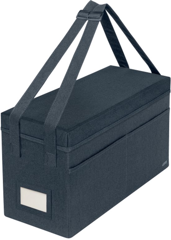 Opbergdoos Met Slot 30x20x14 Cm - Opvouwbare Stoffen Doos Grijs Met Deksel En Handgrepen