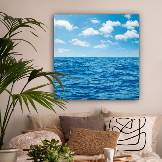 Tableau sur toile Mer - Nuages ​​- Blauw - 90x90 cm - Décoration murale