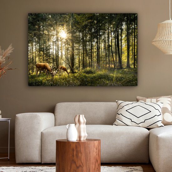 Peintures sur toile Cerf - Nature - Forêt - 120x80 cm - Décoration murale