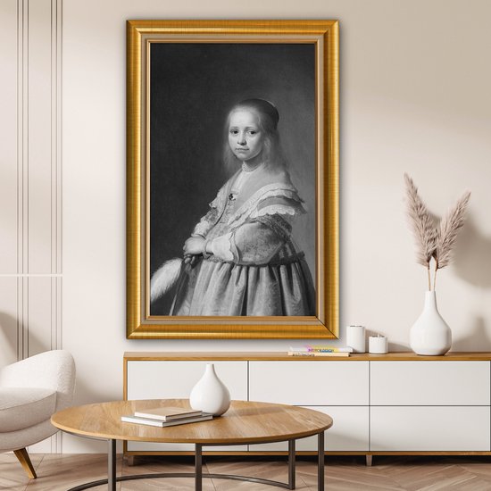 Canvas schilderij 90x140 cm - Wanddecoratie Oude meesters - Kunst - Lijsten - Goud - Muurdecoratie woonkamer - Slaapkamer decoratie - Kamer accessoires - Schilderijen op canvas
