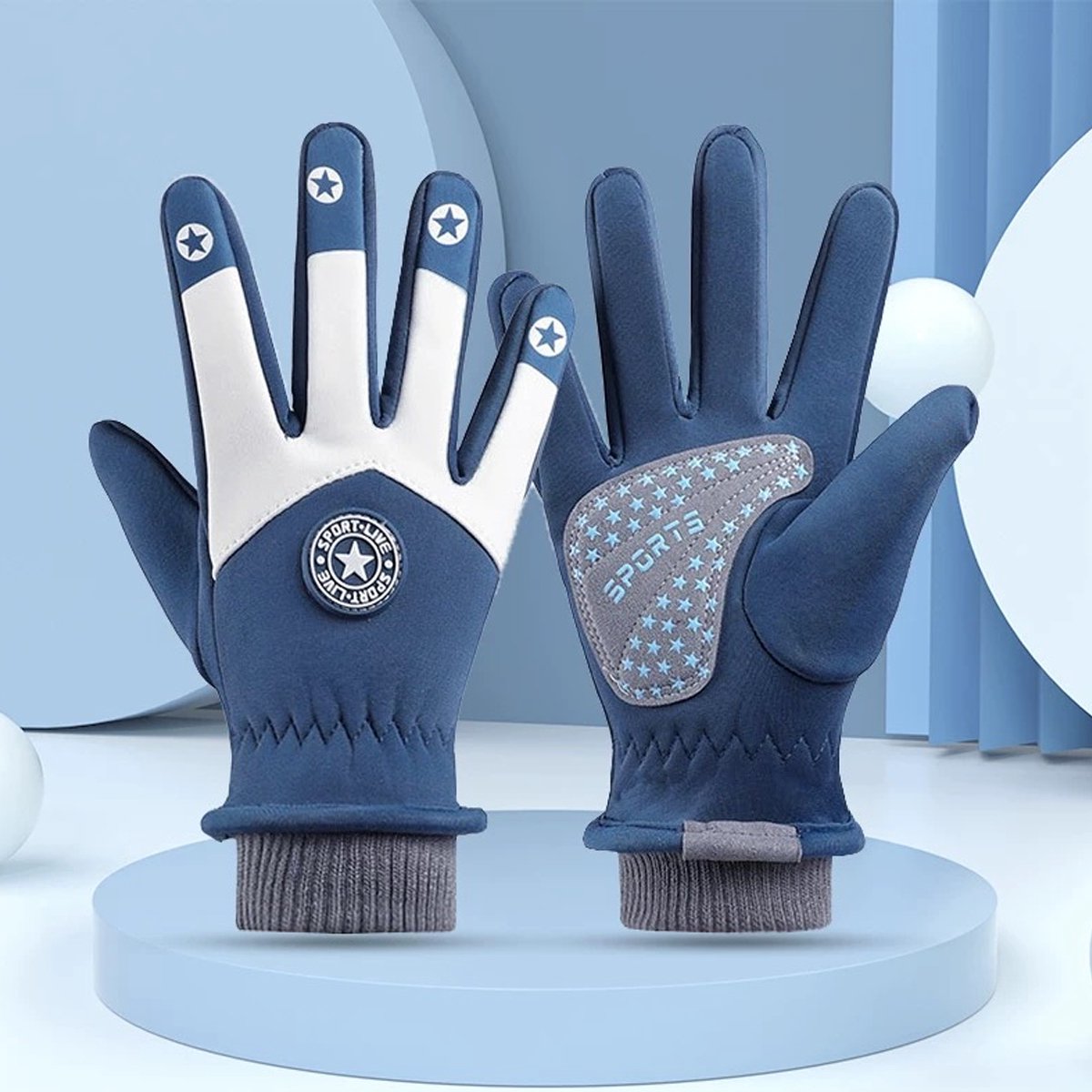 Kinder Fietshandschoenen Winter - Maat M - 4-7 Jaar - Waterafstotend & Touchscreen - Blauw