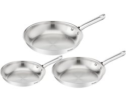 Tefal Duetto On B866S334 – Set van 3 braadpannen – Inductie – Pannenset 20/24/28 cm – Hoogwaardig roestvrij staal – Thermo-Fusion™ - Koekenpan