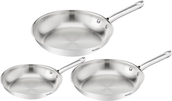 Tefal Duetto On B866S334 – Set van 3 braadpannen – Inductie – Pannenset 20/24/28 cm – Hoogwaardig roestvrij staal – Thermo-Fusion™ - Koekenpan