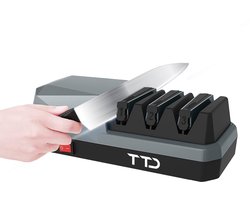 TTD Elektrische messenslijper - Messenslijpmachine met 3 standen - Voorbewerken, slijpen en polijsten - Antislip