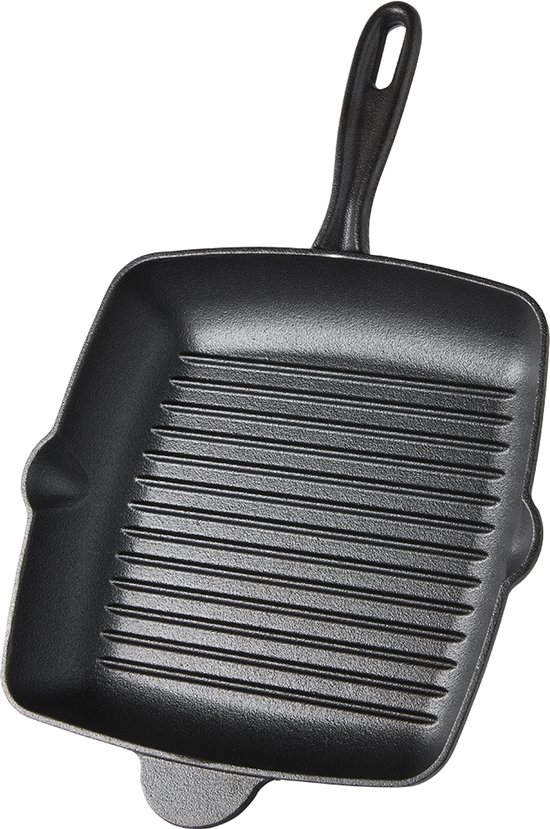 ISENVI Byron - Gietijzeren Grillpan - 28 cm - Geschikt voor BBQ & Inductie - Skillet Pan - PFAS, PTFE Vrij - Alle Warmtebronnen