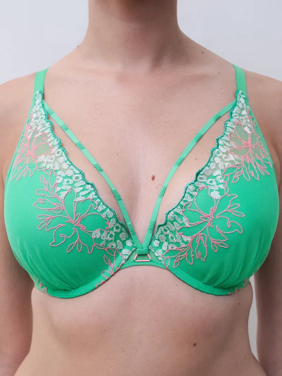 Chantelle Pulp Spice - plunge bh - maat 80C - aqua fluo - C22BNR-A53