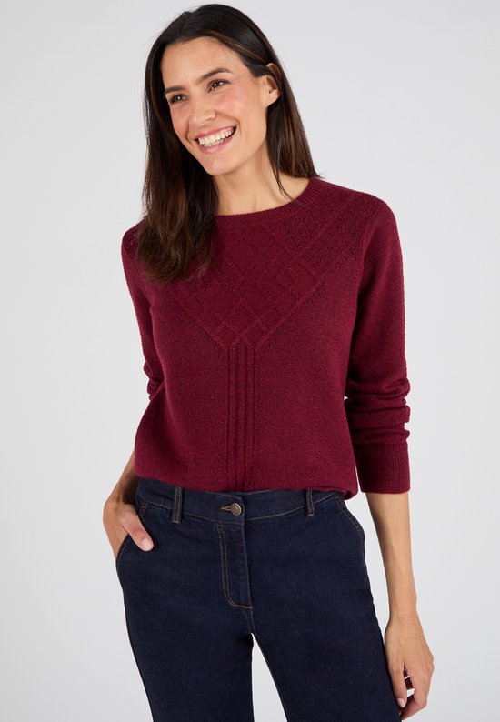 Damart - Thermolactyl trui met stekenpatroon - Dames - Rood - M