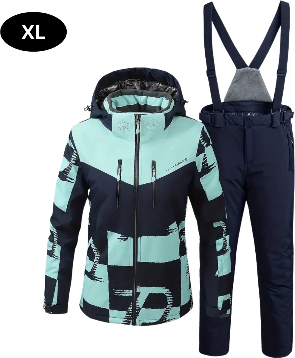 Livano Ski Suit Skipak SkiBroek Wintersport Skijas Dames 2-Delig Donkerblauw – Lichtblauw