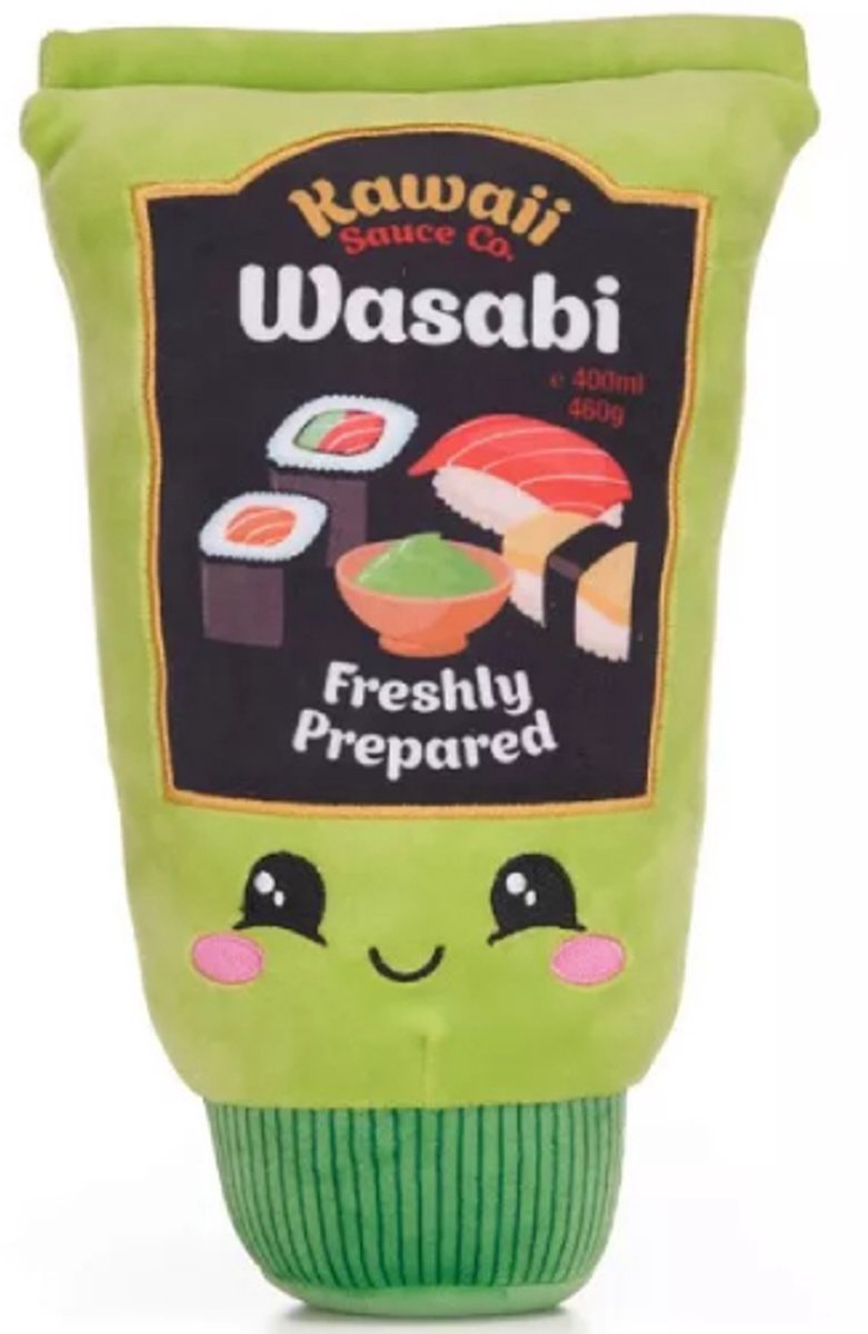 Wasabi Squishy Pluche Knuffel 30 cm - Kawaii Kussen - Speelgoed Knuffels voor Kinderen Jongens Meisjes - TikTok Plush - Saus Sauce