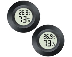 TOVBMUP 2 Stuks Hygrometer voor terraria - Digitale Thermometer - Luchtvochtigheidsmeter - ±1°F Temperatuur & ±5% RH Vochtigheid Nauwkeurigheid - Elke 10 Seconden Meting - Geschikt voor Terrarium, Broeikas en Kelder - Batterij Geleverd