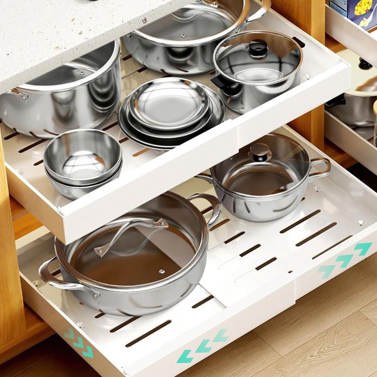 Ibenzoa® Uittrekbare en Verstelbare Kastorganizer voor Keuken en Badkamer