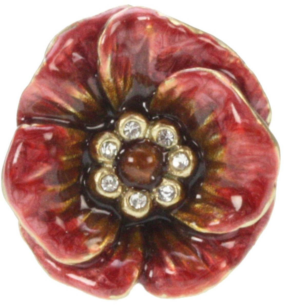 Deurknop Bloem rood/ strass Ø4x6cm
