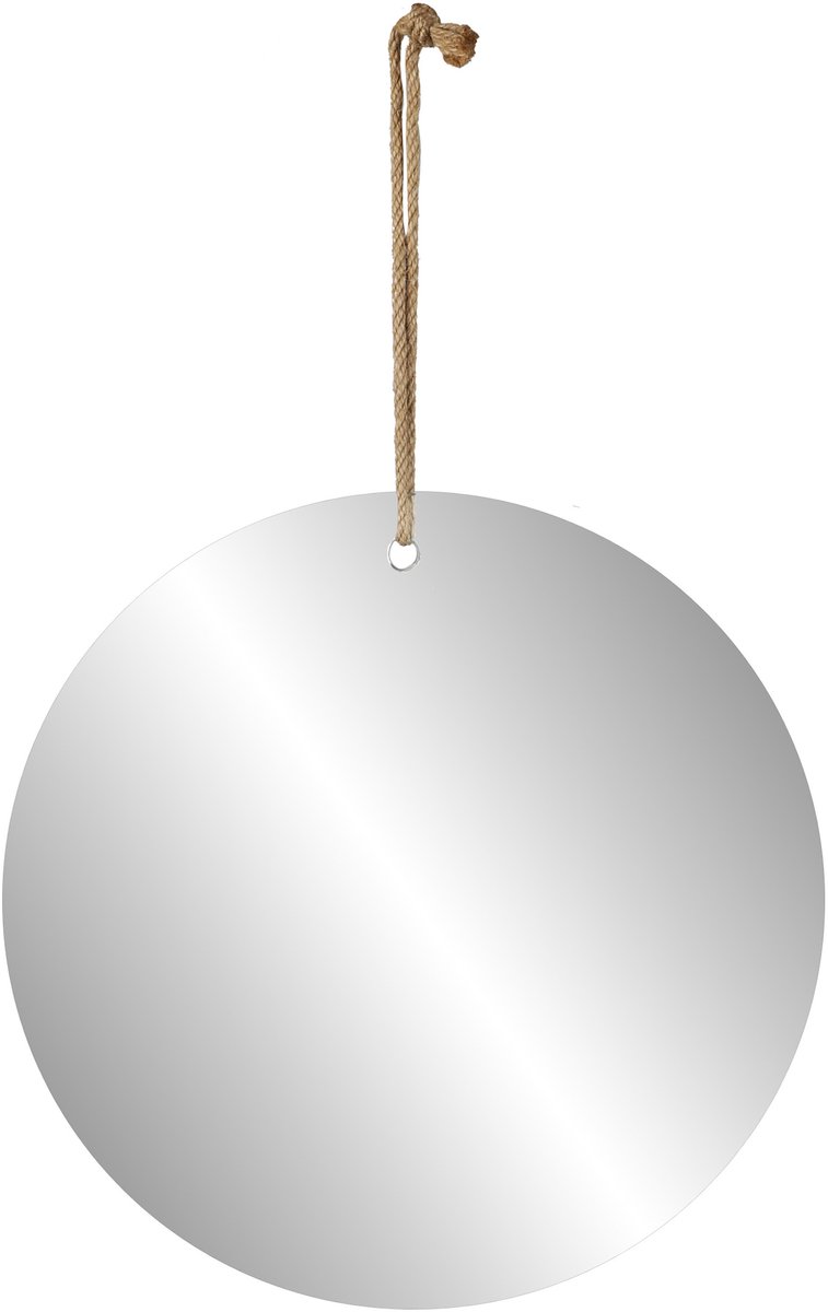 Natural Living spiegel - moderne look - rond - naturel - jute touw - D30 cm natuurlijk