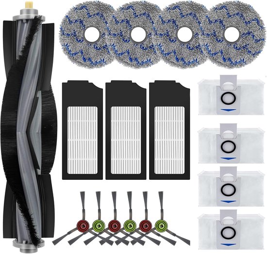 stofzuiger robot Accessoireset - 18stuks - geschikt voor Ecovacs Deebot X1 Omni - X1 Turbo - X1 Plus - T10 - T10 Turbo - Filter - Dweil - Zijborstel - Afzuigrol