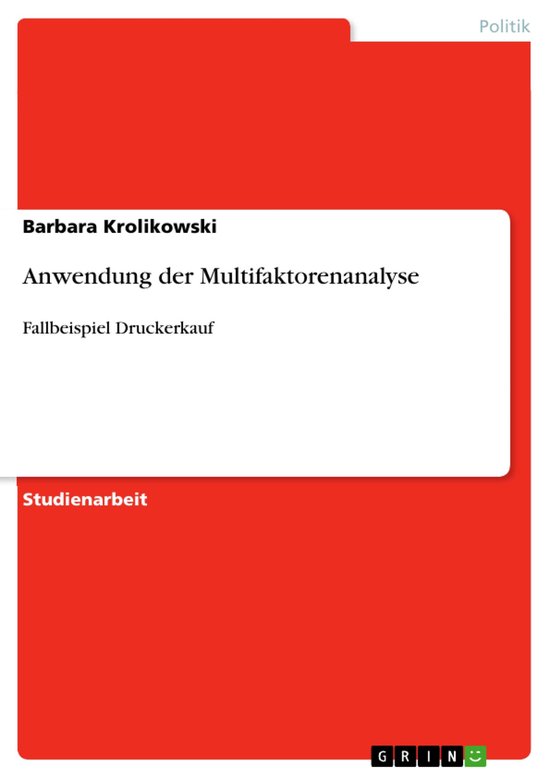 Anwendung der Multifaktorenanalyse - cover