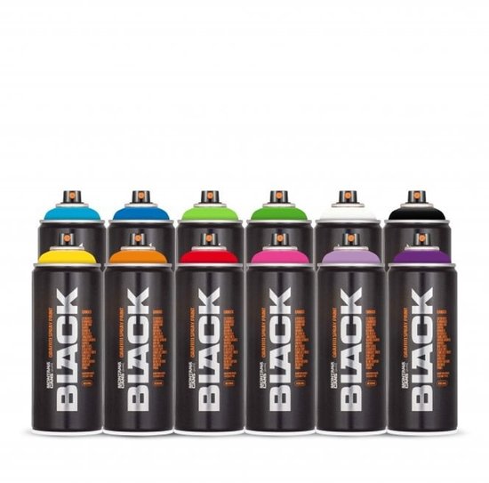 Montana Black Spuitbussen pakket - 12 kleuren hoge druk en matte afwerking graffiti spuitverf - 400ml