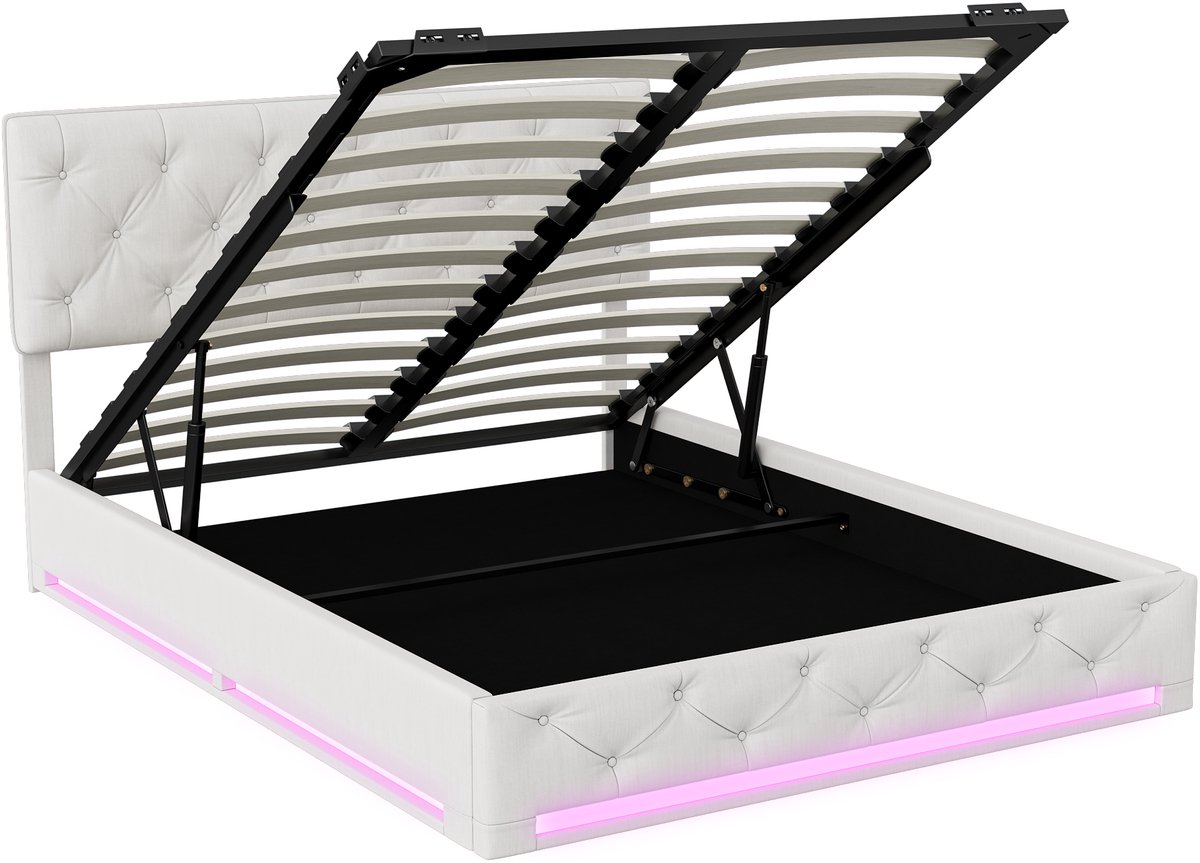 SHOPENTRA Opbergbed 140x200cm met LED-verlichting - afbeelding 2
