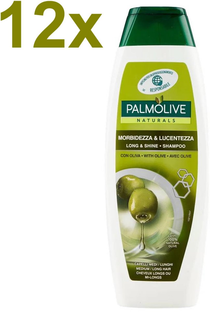 Palmolive Shampoo Long and Shine Olive Oil - 12 x 350 ml - Voordeelverpakking