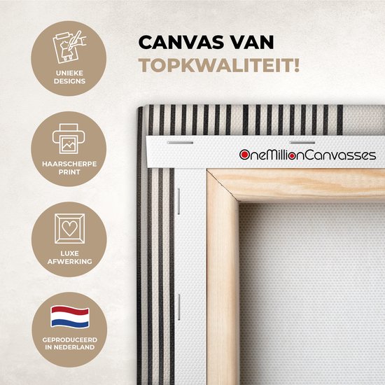 Canvas schilderij 60x80 cm - Exclusieve wanddecoratie Abstract - Japandi - Beige - Modern - Muurdecoratie woonkamer - Slaapkamer decoratie - Kamer accessoires - Schilderijen op canvas
