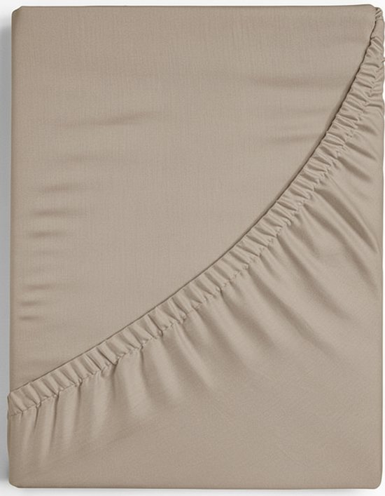 Dreamers Den - Jersey Premium élasthanne - Katoen biologique - Hoeslaken - Taupe - 140 x 210 cm - Hauteur des coins : 35 cm