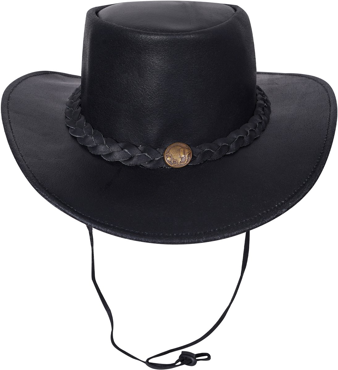 Urban 5884® - Cowboy - hat/Hoed - Zwart- Creaker - 100% Leer - Uniseks - volwassene - Maat 2XL