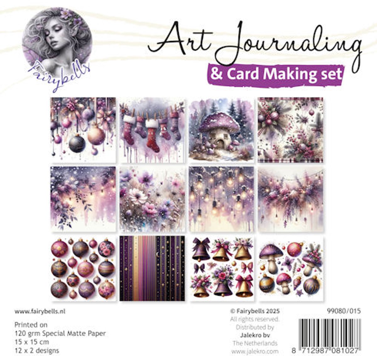 Art Journaling & Card Making Backgrounds Set 15 - Kerst paars
