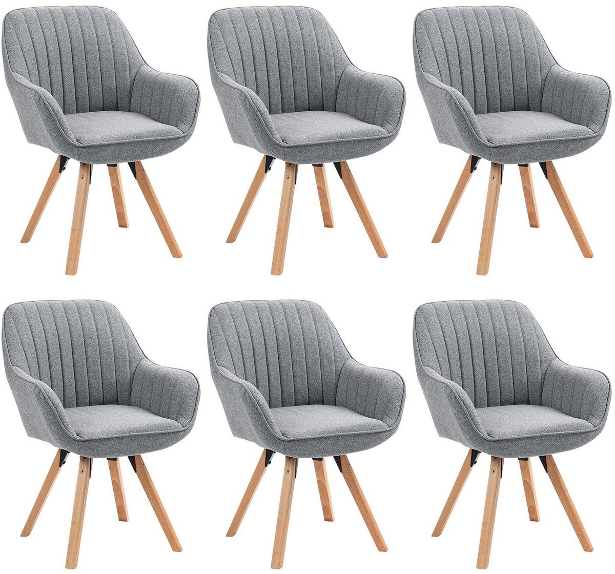 MEUBLE COSY Meubles Cosy Draaibare eetkamerstoelen - Set van 6 Stoffen zitting 360° draaifunctie - Grijs