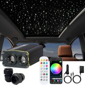 Bluetooth app/RF gestuurde Twinkle led glasvezel sterrenhemel licht met RGBW led motordriver met muziekmodus, Star Ceiling Fiber Optic Lights met 300 stuks 3 m 0,75 mm glasvezel kabels voor auto