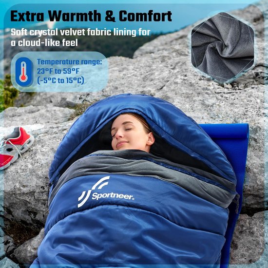 XXL Winter Slaapzak met Afneembare Capuchon voor Koud Weer - Ruimte en Comfort voor Kamperen van Alltop — afbeelding 4