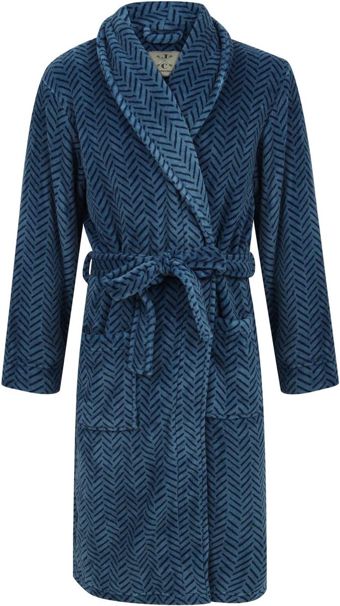 Heren fleece badjas met visgraatmotief - Zacht en warm